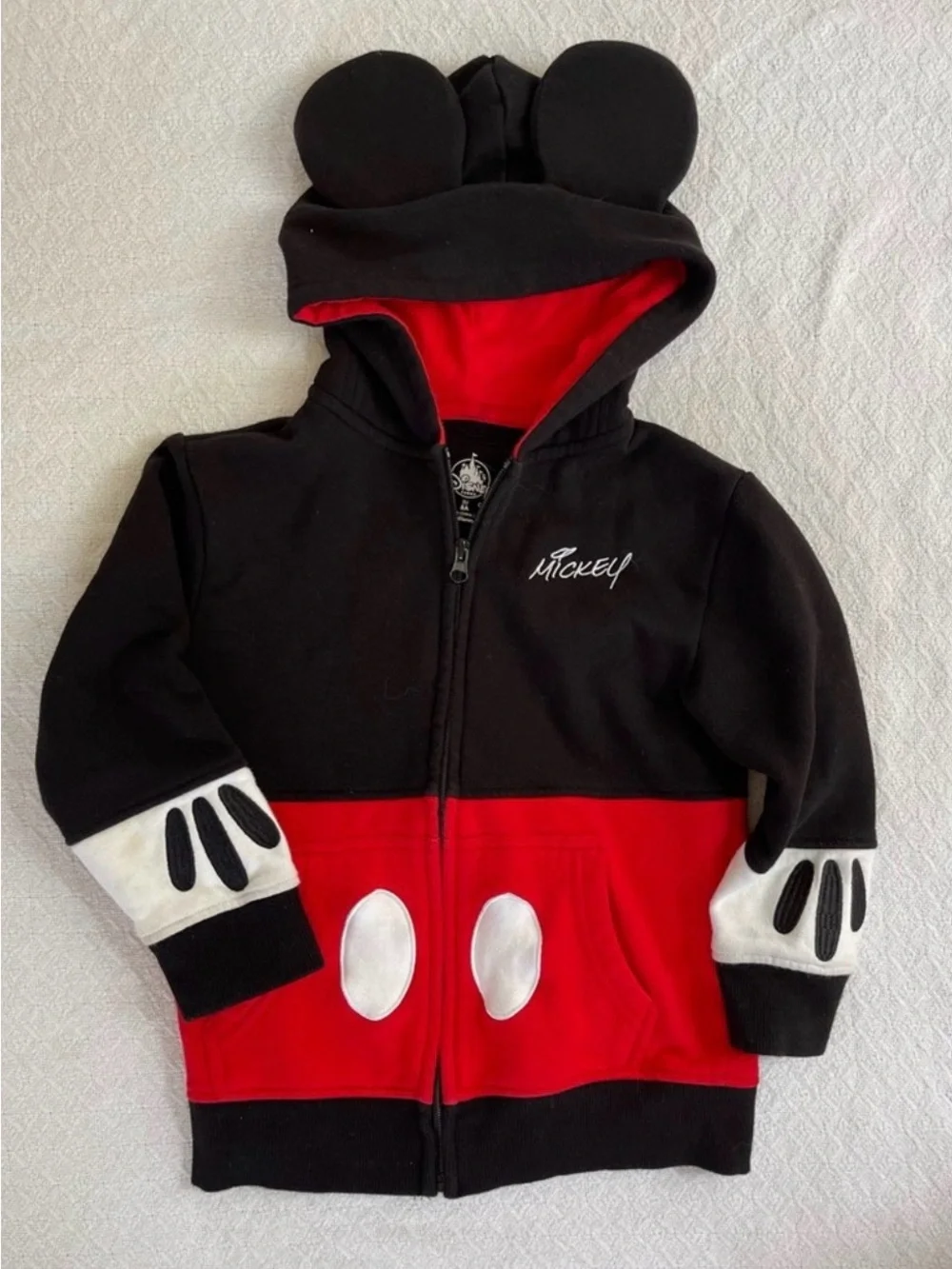 Disney Parks Mickey Mouse Signature Black and Red Jacket with Mouse Ears Hood